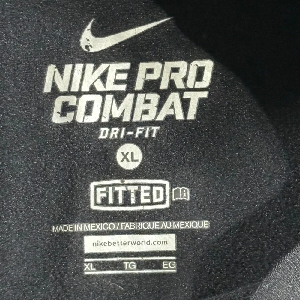 Nike Pro Combat Dri-FIT Mens XL Fitted Mock Neck Long Sleeve Shirt Black Grey